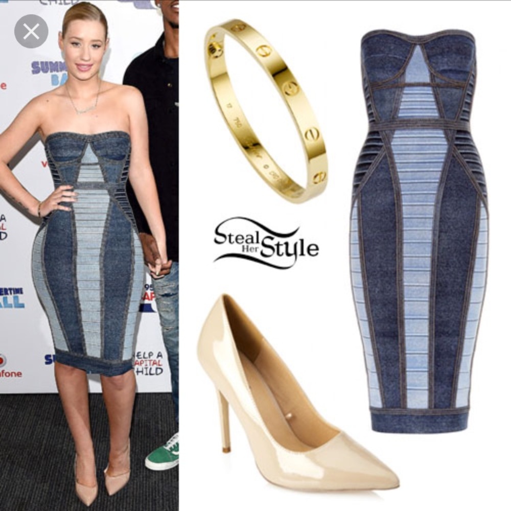 Herve Leger Strapless Denim Bandage - Photos added